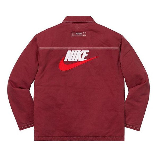 Supreme FW18 x Nike Double Zip Quilted Work Jacket Burgundy SUP-FW18-536