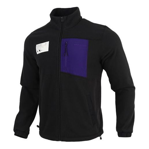 adidas neo Colorblock Stand Collar Fleece Stay Warm Casual Sports Jacket Black GM2288