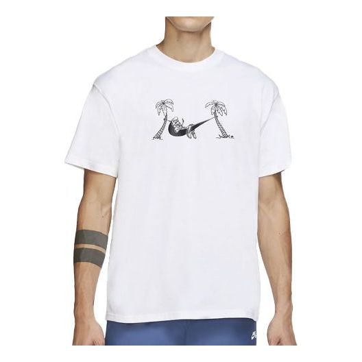 Nike SB Swoosh Pattern Printing Round Neck Short Sleeve White CZ6174-100