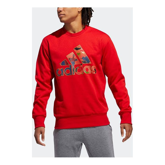 adidas Large logo Printing Basketball Sports Pullover Red GH5007