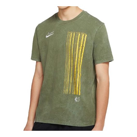 Nike Dri-FIT KD Retro Washed Embroidered Logo Sports Short Sleeve Green Army green CD1301-222