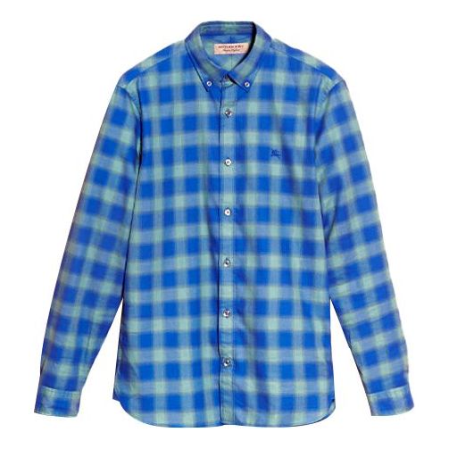 Men's Burberry Plaid Button Long Sleeves Shirt Blue 40331971