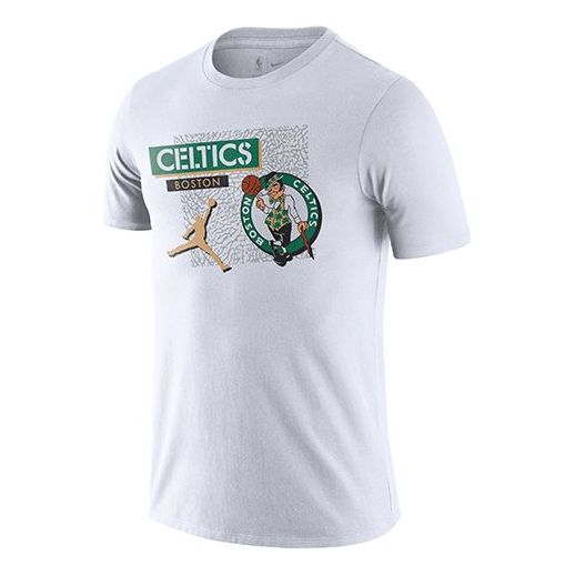 Air Jordan NBA Dri-FIT Boston Celtics Basketball Sports Printing Round Neck Short Sleeve White DA6607-100