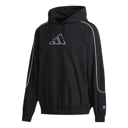 adidas Hrd Cu Embroidered Logo hooded Pullover Long Sleeves Black FR5736