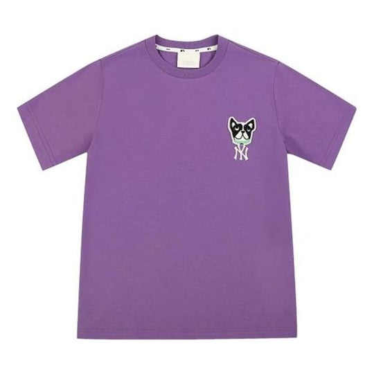 MLB New York Yankees Basic Embroidered Puppy Short Sleeve Unisex Purple 31TSC1031-50C