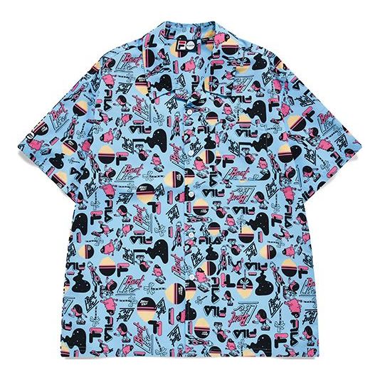 Men's FILA FUSION x Jeremyville Crossover Casual Sports Breathable Loose Printing Short Sleeve Shirt Funny T11M139401F-LB