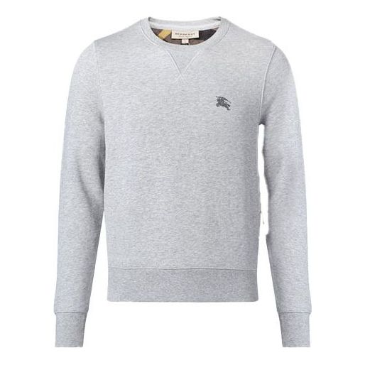 Men's Burberry Embroidered Horse Riding Round Neck Pullover Gray 39297581