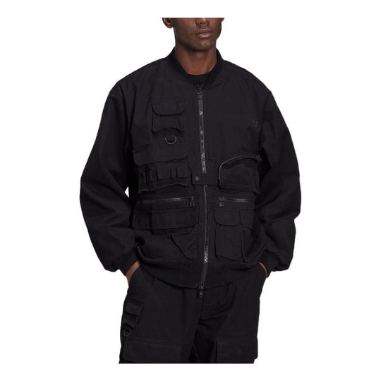 Men's adidas originals Zipper Multiple Pockets Aviator Jacket Black HD4800