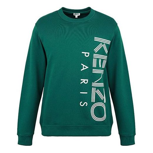 Men's KENZO Alphabet Logo Printing Round Neck Long Sleeves Pullover Green F965SW1324MD-53