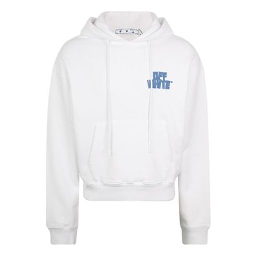 Men's OFF-WHITE FW21 Minimalistic Logo Printing Hoodie Loose Fit White OMBB037R21FLE0031040-1 Hoodie - KICKSCREW