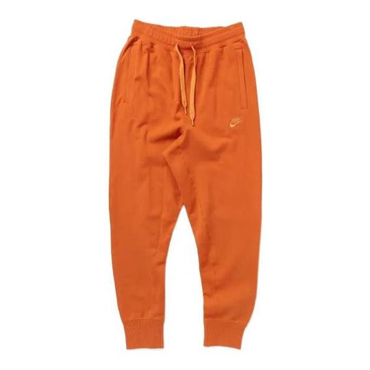Men's Nike Sportswear Embroidered Logo Solid Color Bundle Feet Sports Pants/Trousers/Joggers Autumn Orange DA0019-816