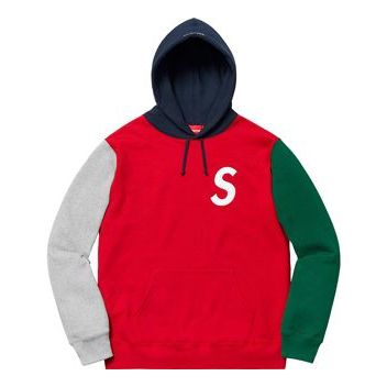 Supreme SS19 S Colorblocked Hooded Sweatshirt Red S SUP-SS19-307