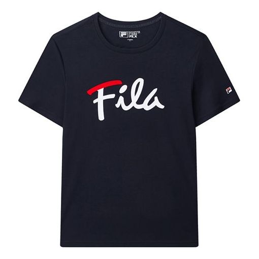 FILA Large Logo Printing Sports Short Sleeve Couple Style Blue F51M018196F-NV