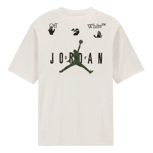 Air Jordan x OFF-WHITE Crossover Logo Embroidered Sports Round Neck Short Sleeve Asia Edition White DM0062-054