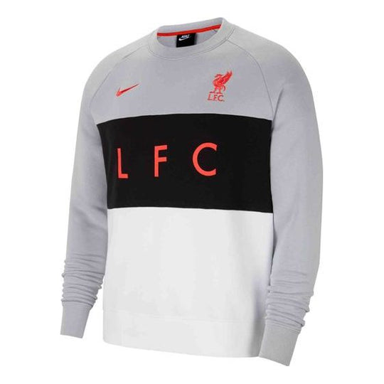Nike Air Max Liverpool Fleece Round Neck Soccer/Football Training Athleisure Casual Sports Colorblock Pullover Gray CZ3424-012