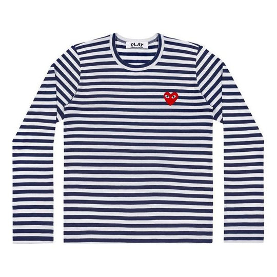 (WMNS) COMME des GARCONS PLAY Stripe Small Logo Long Sleeves Tee 'Blue White' AZ-T009-051-1