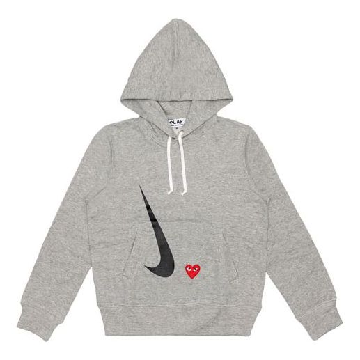 CDG Play x Nike Crossover play together Series Love Logo Pullover Hoodie Gray AE-T403-051-1