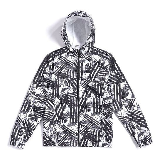 adidas originals Sprt Windbreakr Logo Full Print Sports Hooded Jacket ...