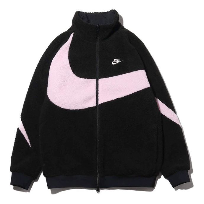 Nike Big Swoosh Polar Fleece Jacket 'Black Pink' BQ6546-016 - KICKS CREW