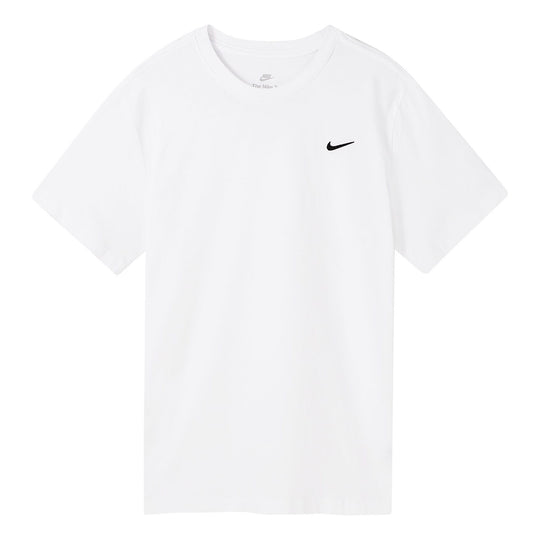 Men's Nike Sportswear Solid Color Embroidered Logo Micro Mark Round Ne ...