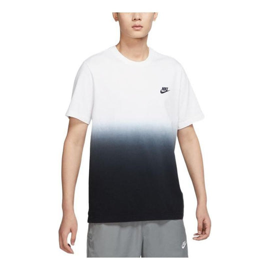 Men's Nike Logo Printing Gradient Casual Sports Round Neck Short Sleeve White T-Shirt DR7824-100
