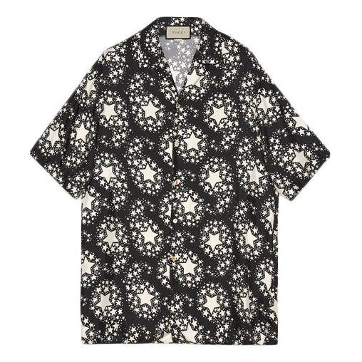 GUCCI Star Print Silk Oversized Bowling Shirt For Men Black 625502-ZAE ...