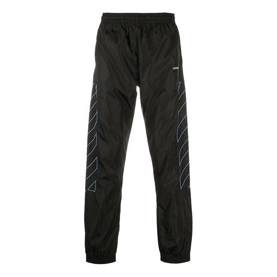 Off-White Stripe Nylon Training Long Pants Black OMCA086F20FAB0011040