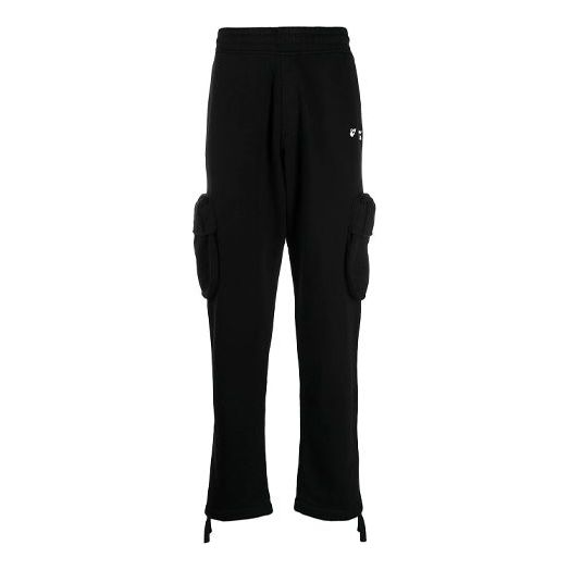 Men's OFF-WHITE SS21 Logo Cargo Sweatpants Slim Fit Version Black OMCH036S21FLE0011001 Sweat Pants - KICKSCREW
