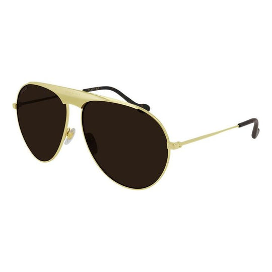 Gucci Brown aviator square frame Sunglasses Gold Color 65mm GG0908S-001