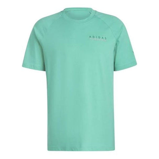Men's adidas originals Solid Color Logo Printing Round Neck Pullover Short Sleeve Green T-Shirt HF4924