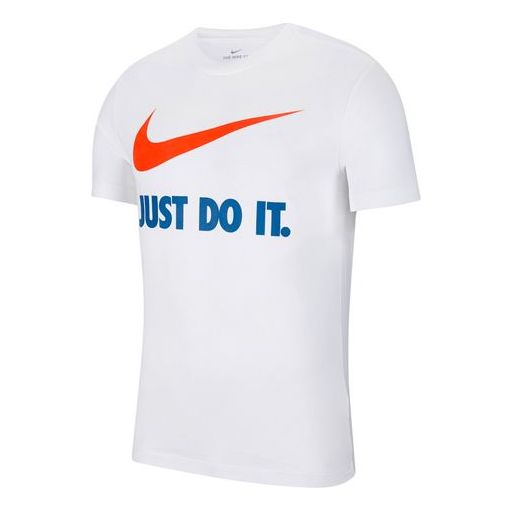Nike Sportswear logo Printing Casual Loose Round Neck Short Sleeve Whi ...
