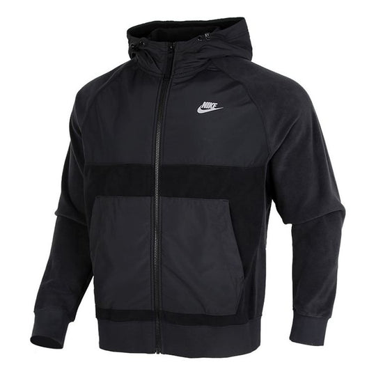 Nike Sportswear Casual Sports Splicing Pullover Fleece Lined Black DC4 ...