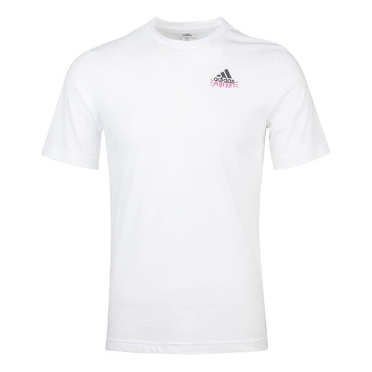 adidas Doodle Emblem Sports Stylish Printing Short Sleeve White FN1749
