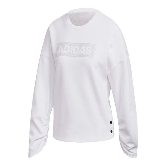 (WMNS) adidas Crew Dk Emby Loose Sports Pullover White FR5980