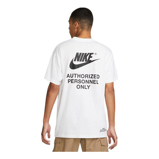 Men's Nike Back Brand Logo Printing Round Neck Short Sleeve White T-Shirt DM6427-100