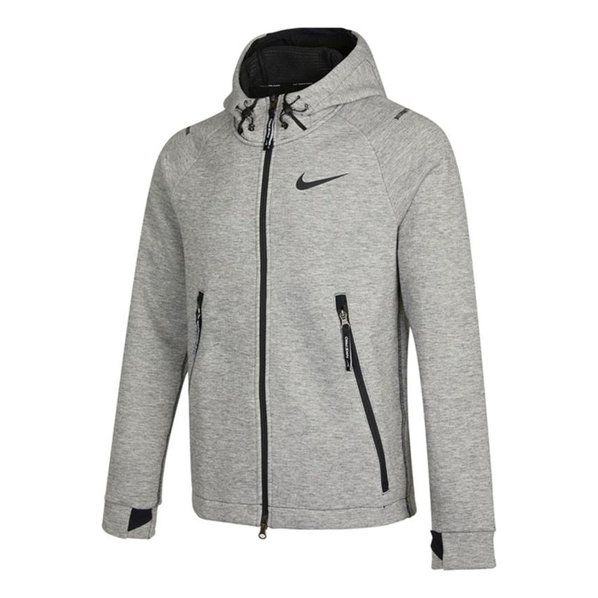 Nike Knit Sports hooded Logo Jacket Gray DD1879-010 - KICKS CREW