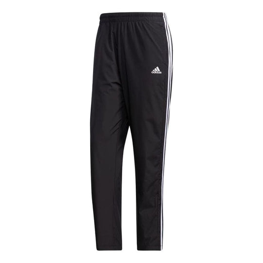 adidas Side three stripes Elastic Waistband Straight Casual Sports Pants Men's Black GE0428