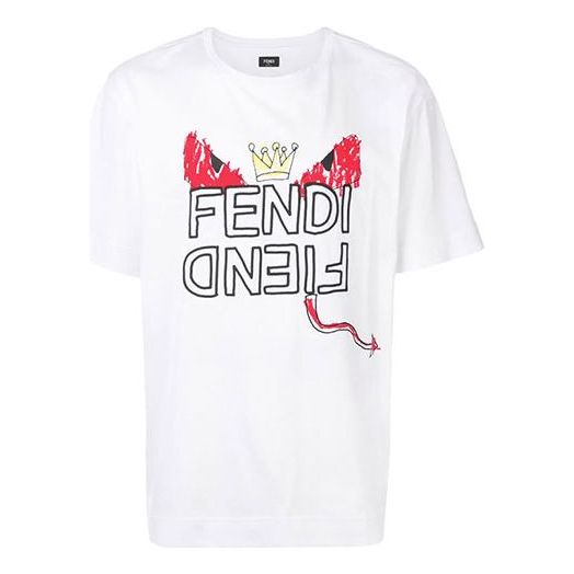 Men's FENDI Small Short Sleeve T-shirt White FY0936-A6ZO-F0QA0 T-shirts  -  KICKSCREW