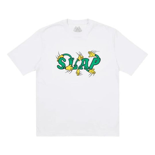 PALACE x Slap Magazine Crossover Hands Funny Alphabet Pattern Printing Short Sleeve White T-Shirt P20TS262