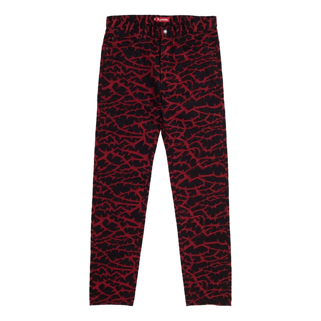 Supreme FW18 Thorn Jean Red Thorns Casual Pants Long Pants SUP