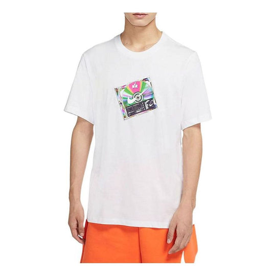 Men's Nike Music Disc Alphabet Printing Casual Sports Short Sleeve White T-Shirt CW0403-100
