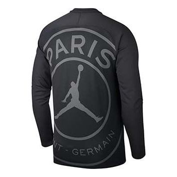 Air Jordan Paris Saint-Germain Soccer/Football Sports Stand Collar Long Sleeves T-shirt Black 919921-011 T-shirts  -  KICKSCREW