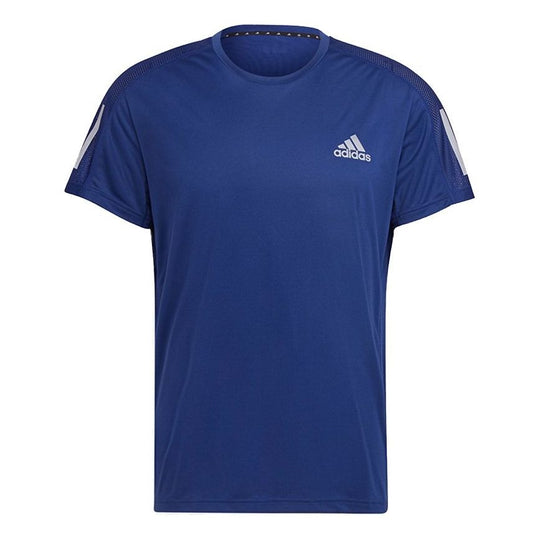 adidas Leisure Fitness Training Crewneck Sports Short Sleeve Men's Blue H34494