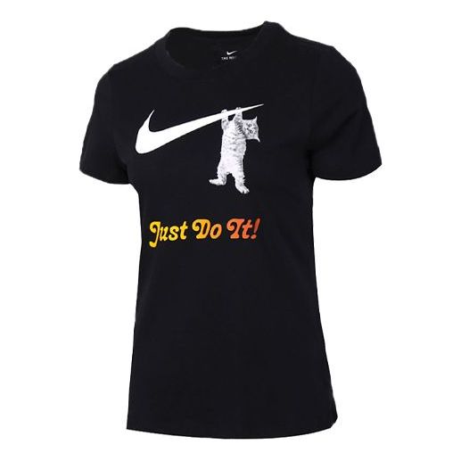 (WMNS) Nike Slogan logo Solid Color Training Black DA2481-010