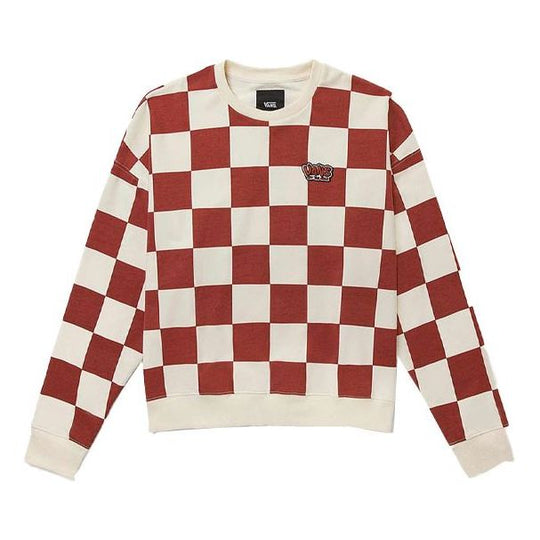 Vans Grid Round Neck Pullover Couple Style Red VN0A5H98YTW