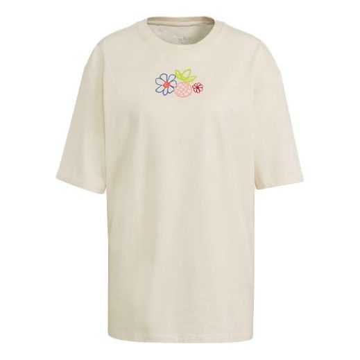 (WMNS) adidas originals Printing Loose Casual Sports Round Neck Short Sleeve Creamy White T-Shirt GP3497