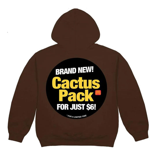 Men's Travis Scott Cactus Jack x Mcdonald Crossover Pattern hooded Long Sleeves Brown TS-XMCPSHBRN
