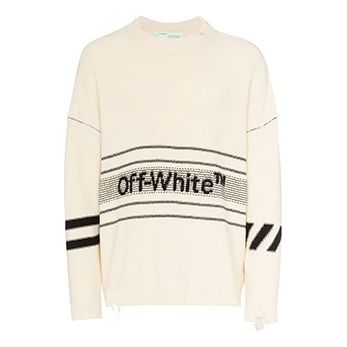 OFF-WHITE logo Intarsia White OMHE016S19C160210200 sweater - KICKSCREW
