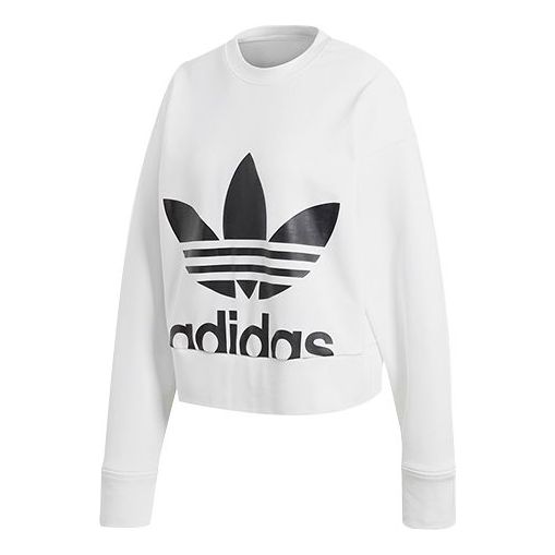 (WMNS) adidas originals Sweater Round Neck Pullover Long Sleeves White EC5777