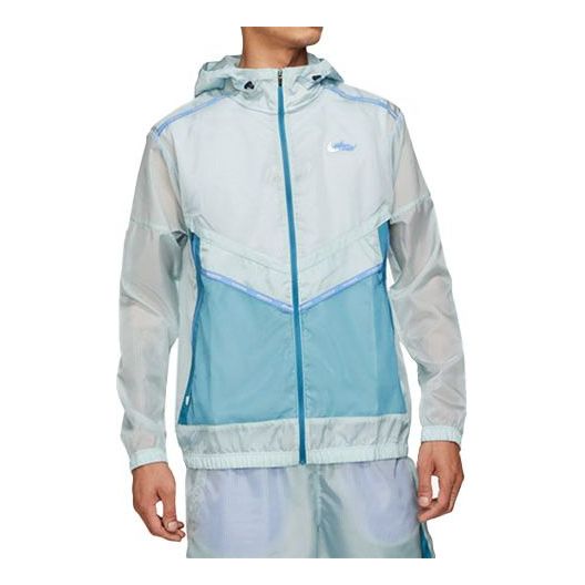 Nike Repel Wild Run Windrunner Casual Printing Running Sports Woven Jacket Blue DD5392-366